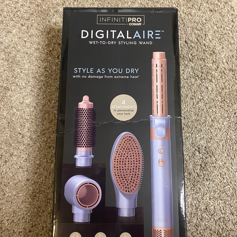 INFINITIPRO by Conair Digital Aire Wet-to-Dry Styling Wand - Rose Gold and Gray